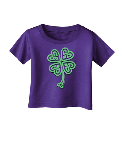 3D Style Celtic Knot 4 Leaf Clover Infant T-Shirt Dark-Infant T-Shirt-TooLoud-Purple-06-Months-Davson Sales