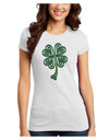 3D Style Celtic Knot 4 Leaf Clover Juniors T-Shirt-Womens Juniors T-Shirt-TooLoud-White-Juniors Fitted X-Small-Davson Sales