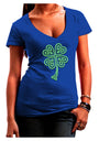 3D Style Celtic Knot 4 Leaf Clover Juniors V-Neck Dark T-Shirt-Womens V-Neck T-Shirts-TooLoud-Royal-Blue-Juniors Fitted Small-Davson Sales