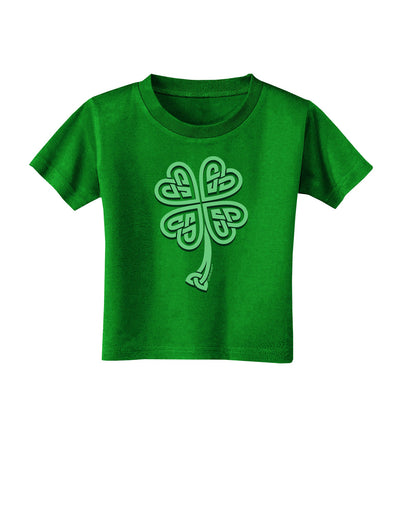 3D Style Celtic Knot 4 Leaf Clover Toddler T-Shirt Dark-Toddler T-Shirt-TooLoud-Clover-Green-2T-Davson Sales