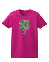 3D Style Celtic Knot 4 Leaf Clover Womens Dark T-Shirt-TooLoud-Hot-Pink-Small-Davson Sales