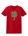 3D Style Celtic Knot 4 Leaf Clover Womens Dark T-Shirt-TooLoud-Red-X-Small-Davson Sales