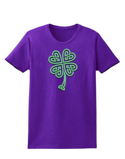 3D Style Celtic Knot 4 Leaf Clover Womens Dark T-Shirt-TooLoud-Purple-X-Small-Davson Sales