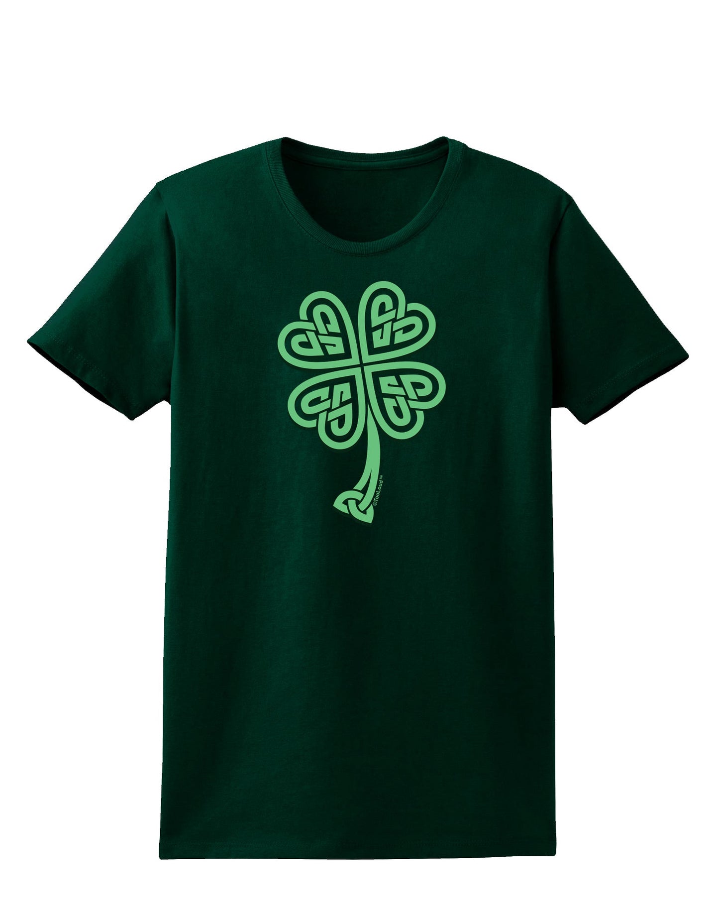 3D Style Celtic Knot 4 Leaf Clover Womens Dark T-Shirt-TooLoud-Forest-Green-Small-Davson Sales