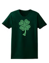 3D Style Celtic Knot 4 Leaf Clover Womens Dark T-Shirt-TooLoud-Forest-Green-Small-Davson Sales