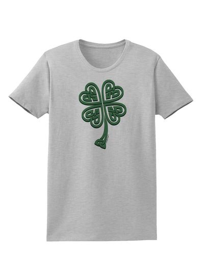 3D Style Celtic Knot 4 Leaf Clover Womens T-Shirt-Womens T-Shirt-TooLoud-AshGray-X-Small-Davson Sales