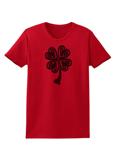 3D Style Celtic Knot 4 Leaf Clover Womens T-Shirt-Womens T-Shirt-TooLoud-Red-X-Small-Davson Sales