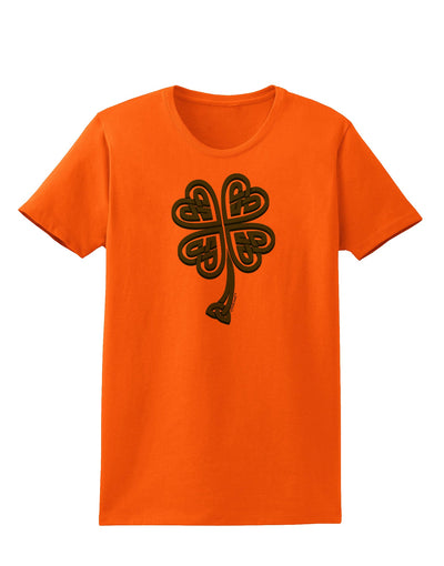 3D Style Celtic Knot 4 Leaf Clover Womens T-Shirt-Womens T-Shirt-TooLoud-Orange-X-Small-Davson Sales