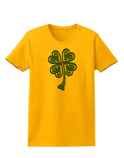 3D Style Celtic Knot 4 Leaf Clover Womens T-Shirt-Womens T-Shirt-TooLoud-Gold-X-Small-Davson Sales