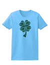 3D Style Celtic Knot 4 Leaf Clover Womens T-Shirt-Womens T-Shirt-TooLoud-Aquatic-Blue-X-Small-Davson Sales