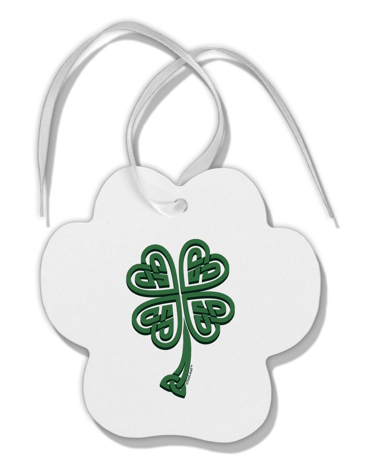 3D Style Celtic Knot 4 Leaf Clover Paw Print Shaped Ornament-Ornament-TooLoud-White-Davson Sales