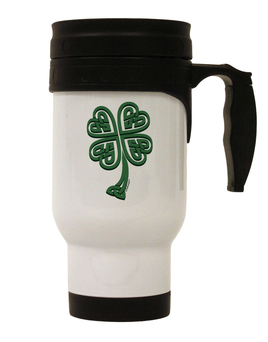 3D Style Celtic Knot 4 Leaf Clover Stainless Steel 14oz Travel Mug-Travel Mugs-TooLoud-White-Davson Sales
