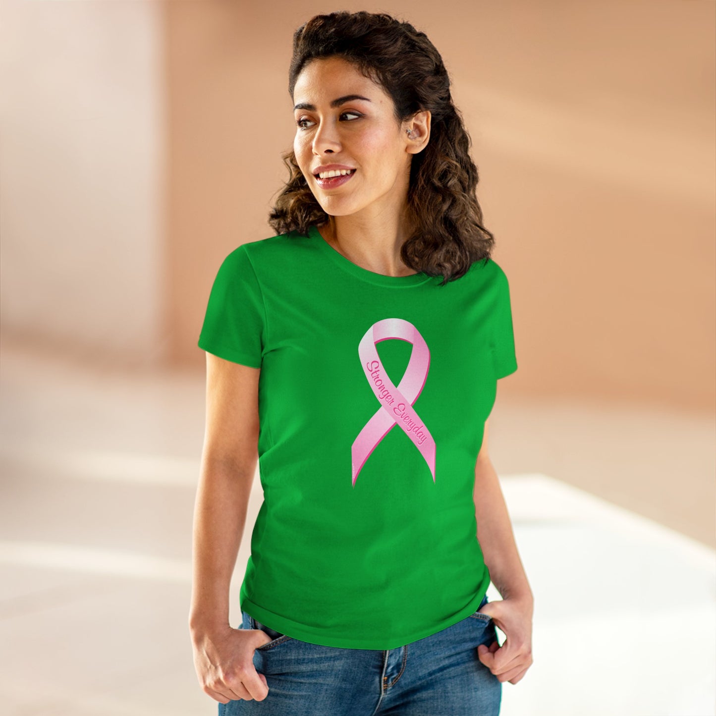 Pink Breast Cancer Awareness Ribbon - Stronger Everyday Women's T-Shirt by TOOLOUD