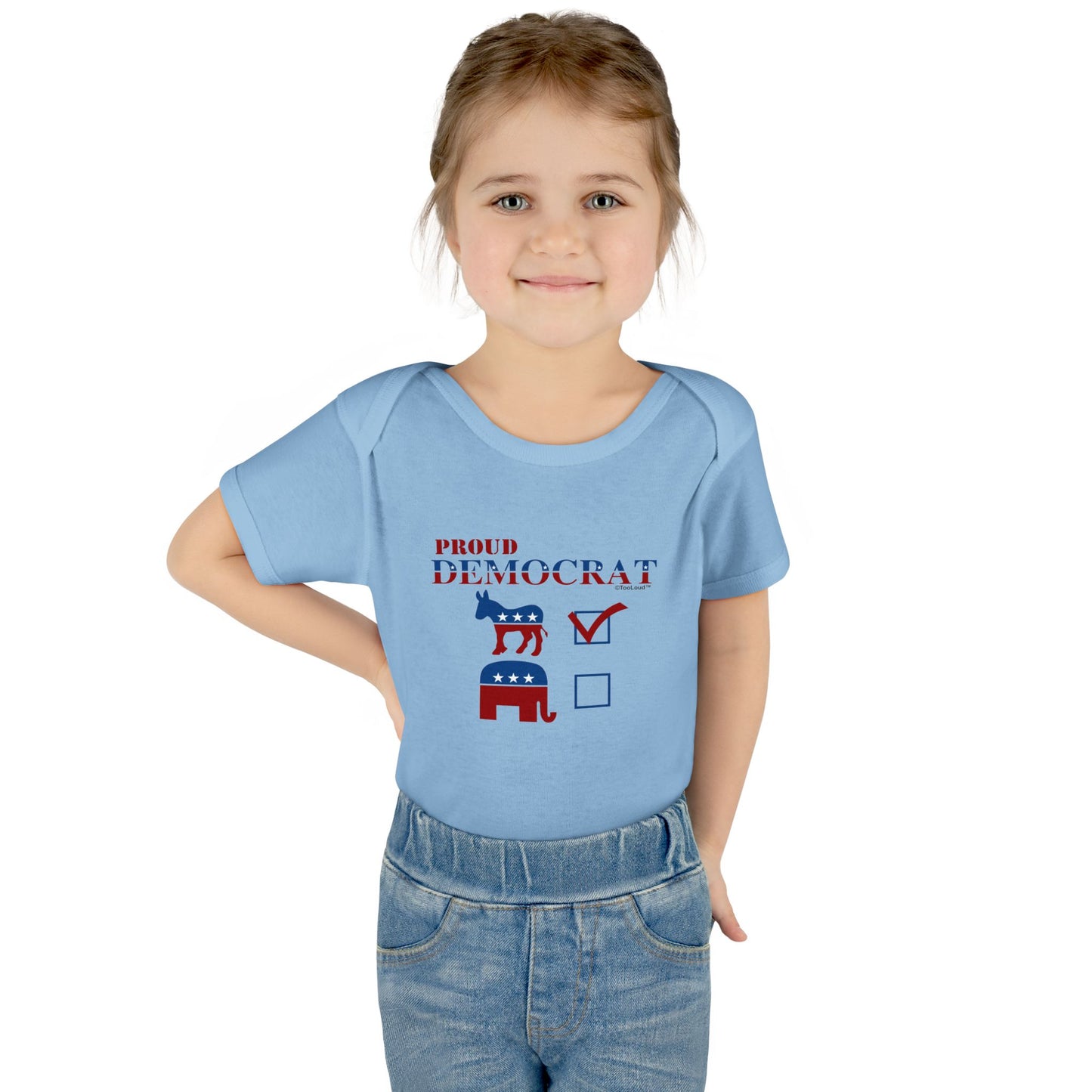 Proud Democrat Checkmark Baby Romper Bodysuit by TOOLOUD