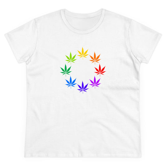 Rainbow Pot - Marijuana Leaf Women’s T-Shirt Cotton Tee (INTL-ORDERS)