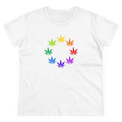 Rainbow Pot - Marijuana Leaf Women’s T-Shirt Cotton Tee (INTL-ORDERS)