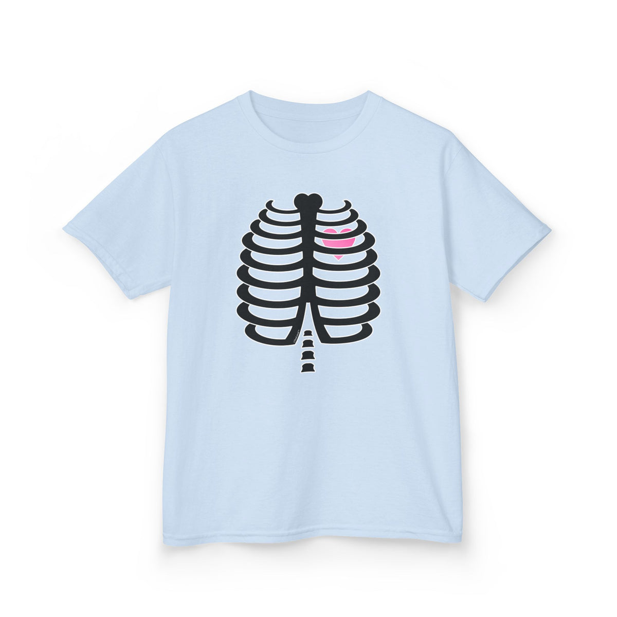 Black Skeleton Ribcage with Pink Heart Halloween Children's T-Shirt by TOOLOUD