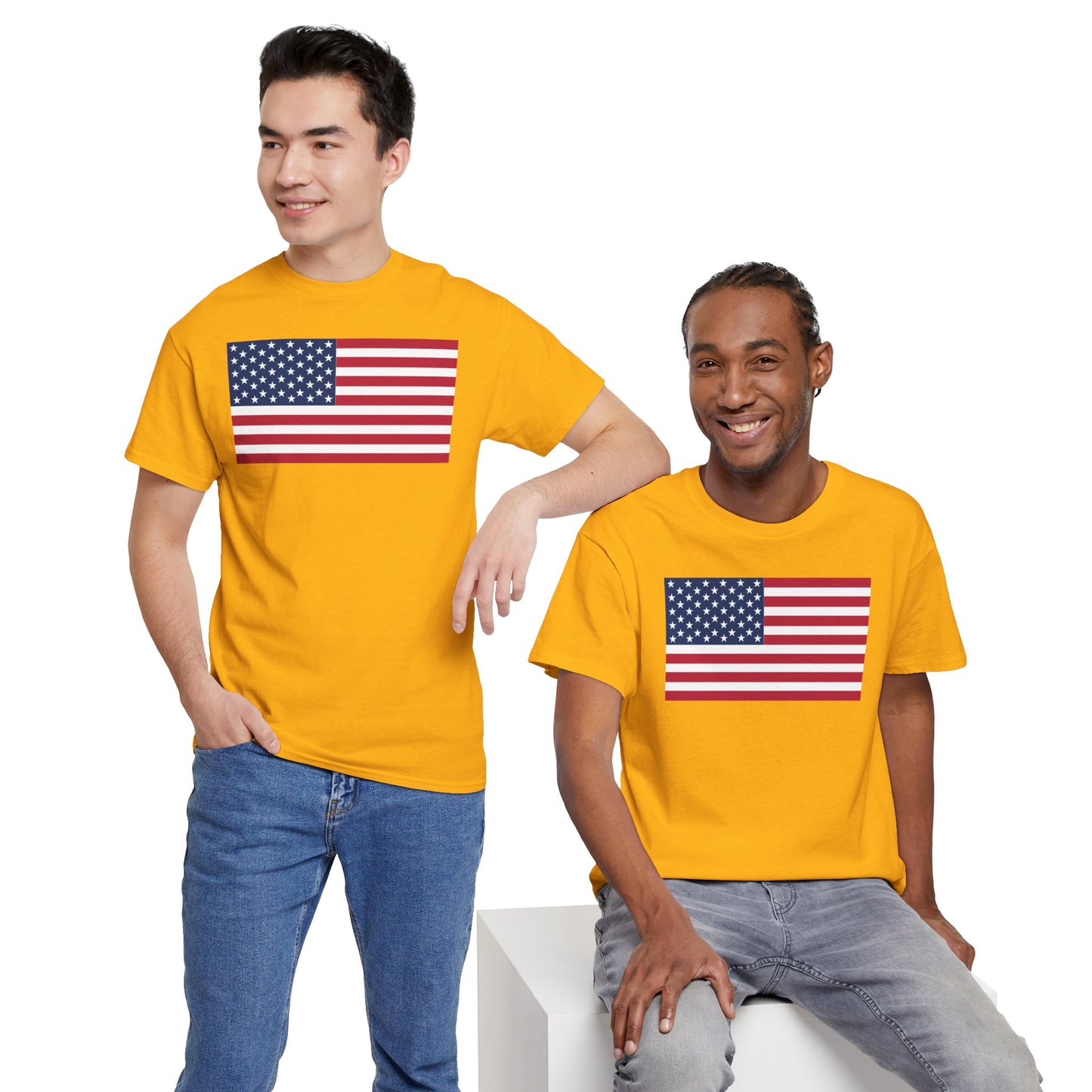 Patriotic American Flag Adult Cotton T-Shirt by TOOLOUD