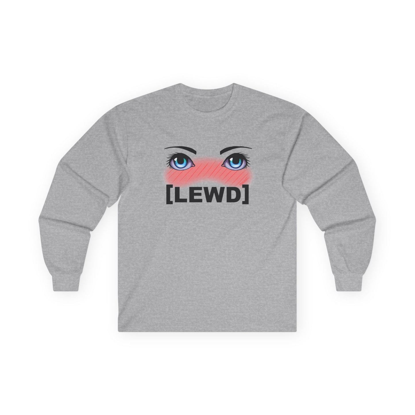 Blushing Anime Eyes Lewd Adult Long Sleeve T-Shirt by TOOLOUD
