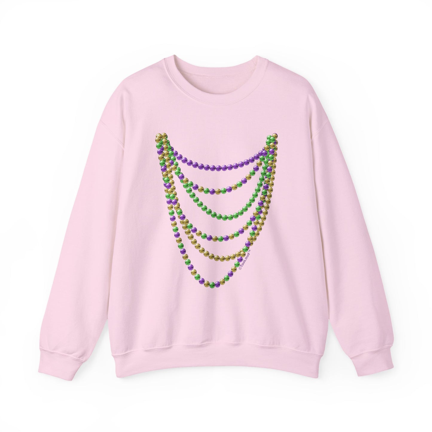 Mardi Gras Beads Necklaces Adult Crewneck Sweatshirt by TOOLOUD