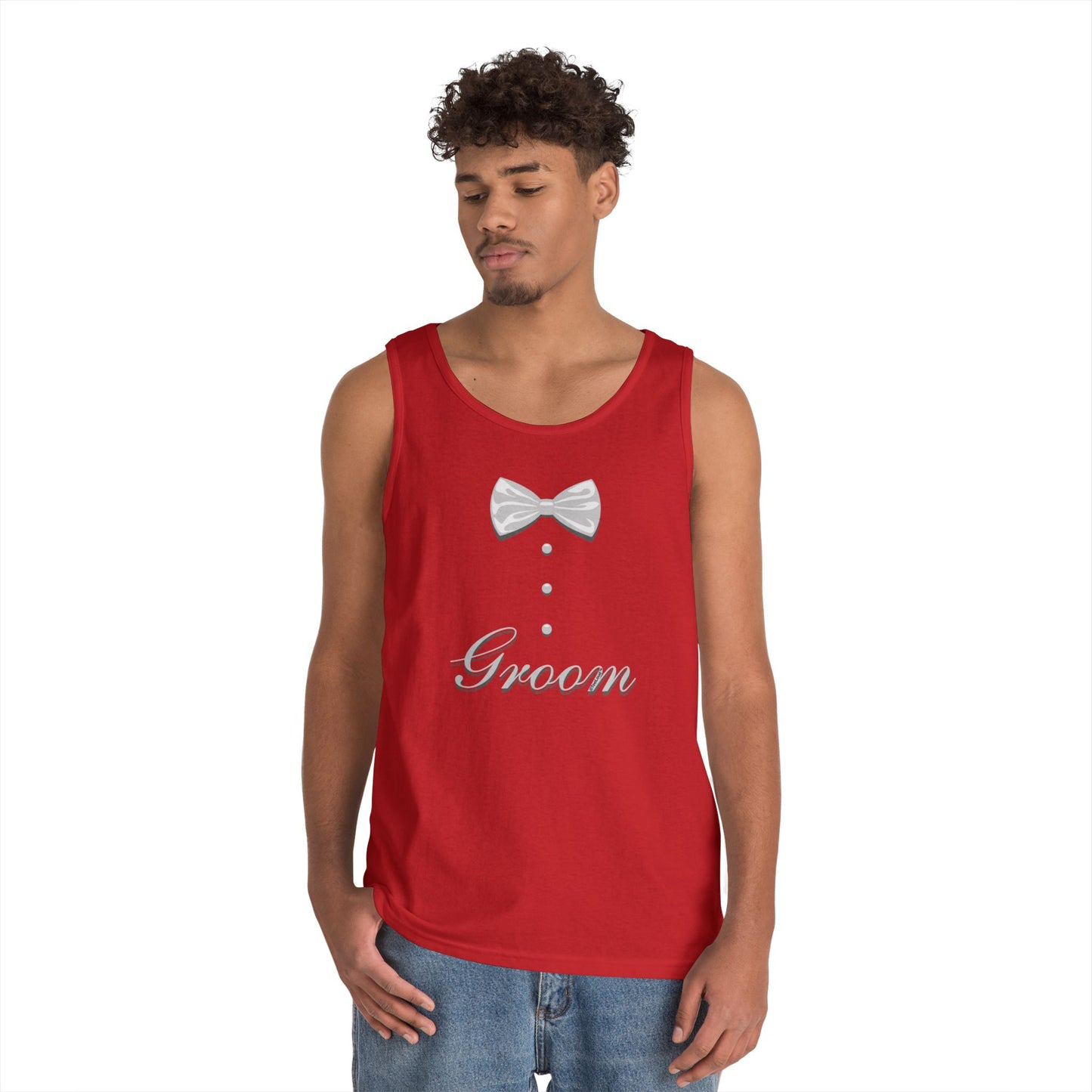 Tuxedo Groom Print Men's Dark Loose Tank Top by TOOLOUD
