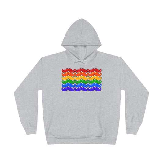 Rainbow Mustaches Gay Pride Flag Unisex Hoodie Sweatshirt by TOOLOUD