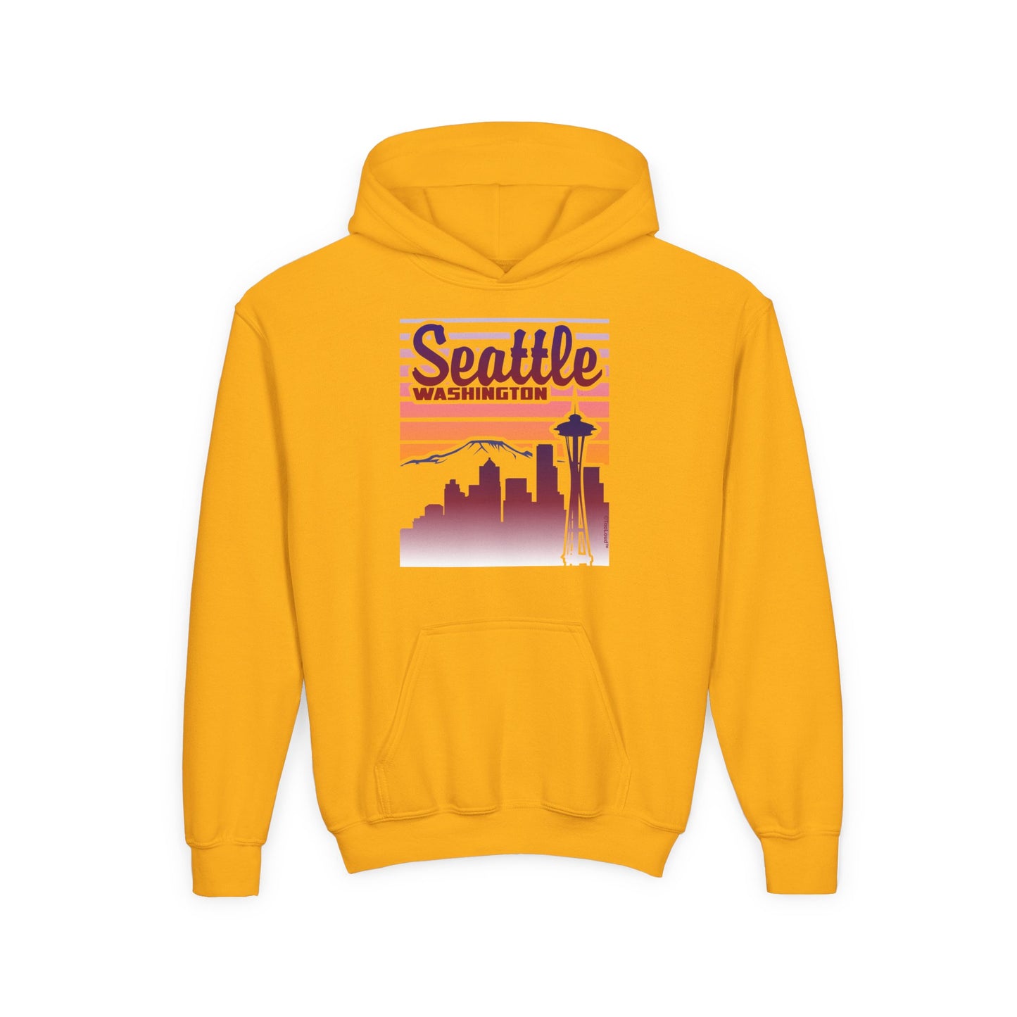 Seattle Washington Sunset Youth Children's Hoodie by TOOLOUD