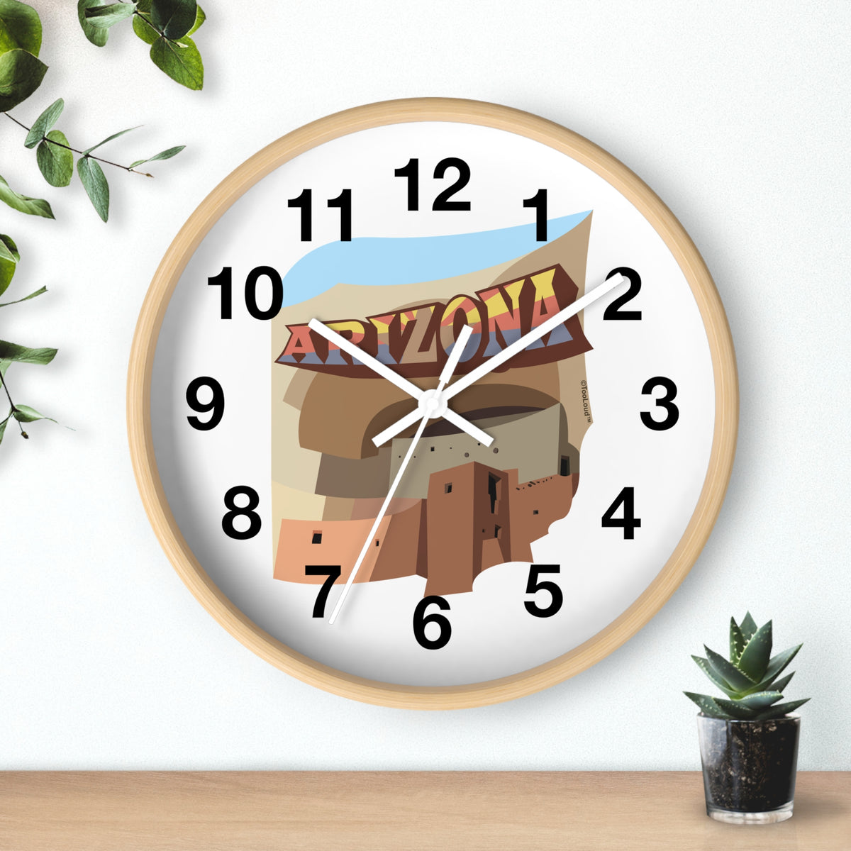 Arizona Montezuma Castle 10" Round Wall Clock with Numbers by TOOLOUD