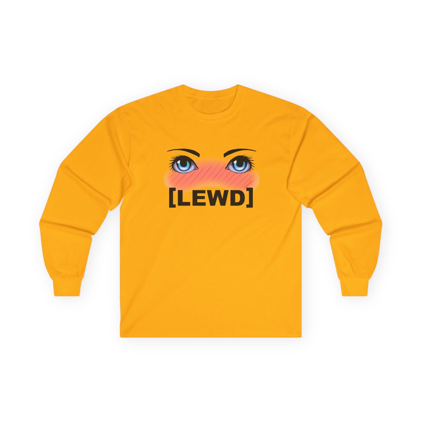 Blushing Anime Eyes Lewd Adult Long Sleeve T-Shirt by TOOLOUD