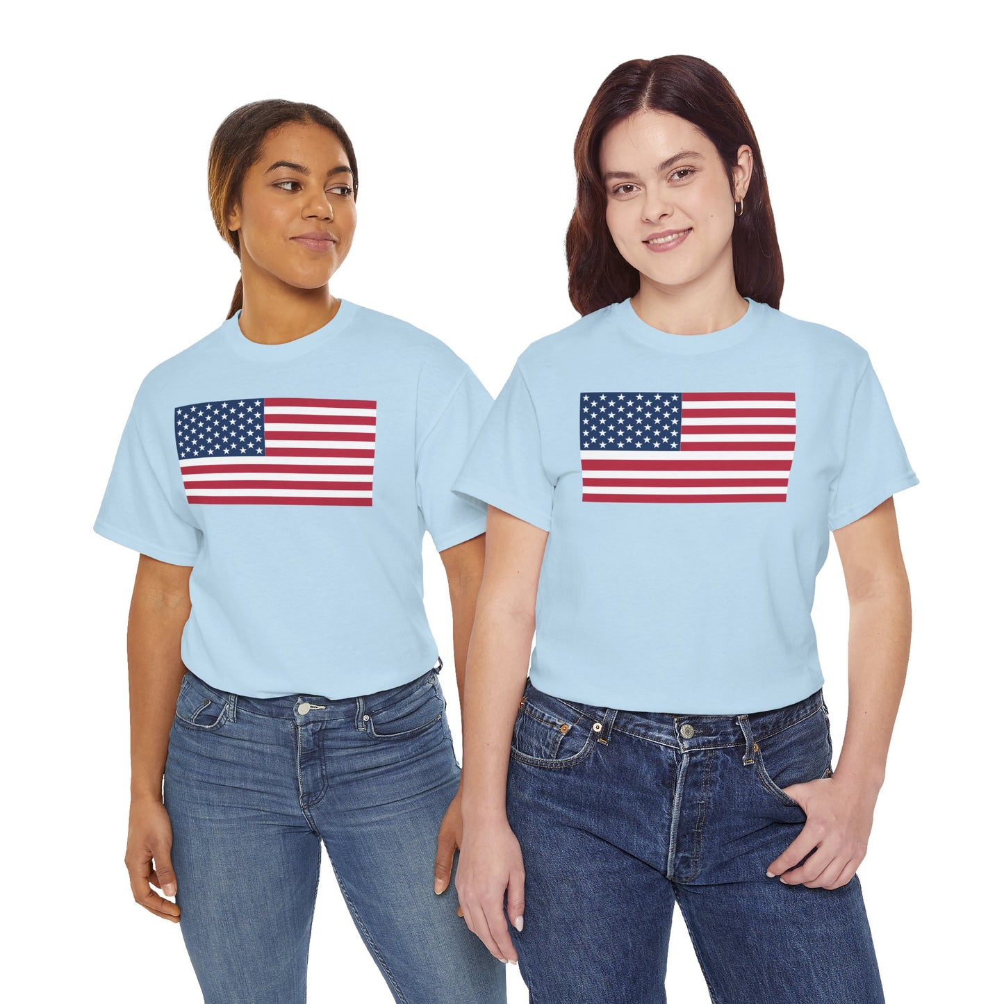 Patriotic American Flag Adult Cotton T-Shirt by TOOLOUD