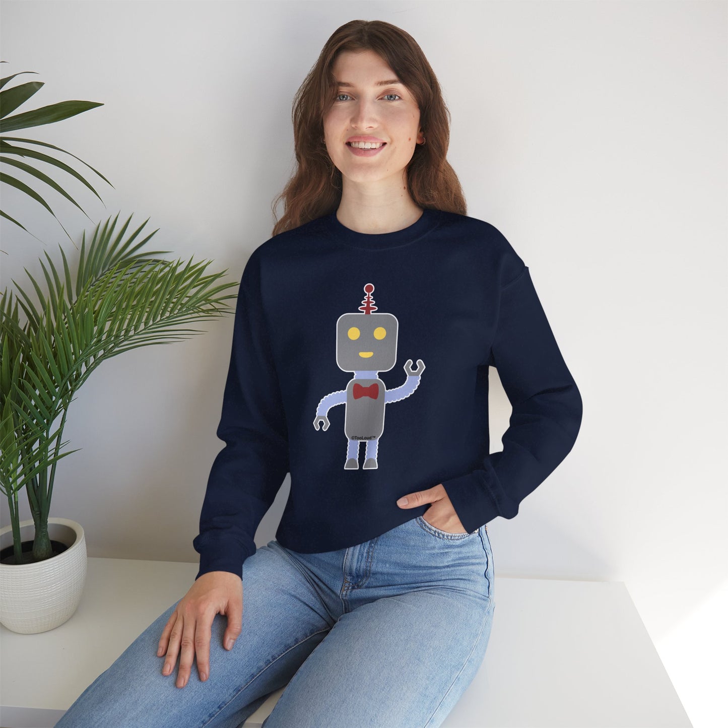 Cute Robot Male Adult Dark Sweatshirt by TOOLOUD