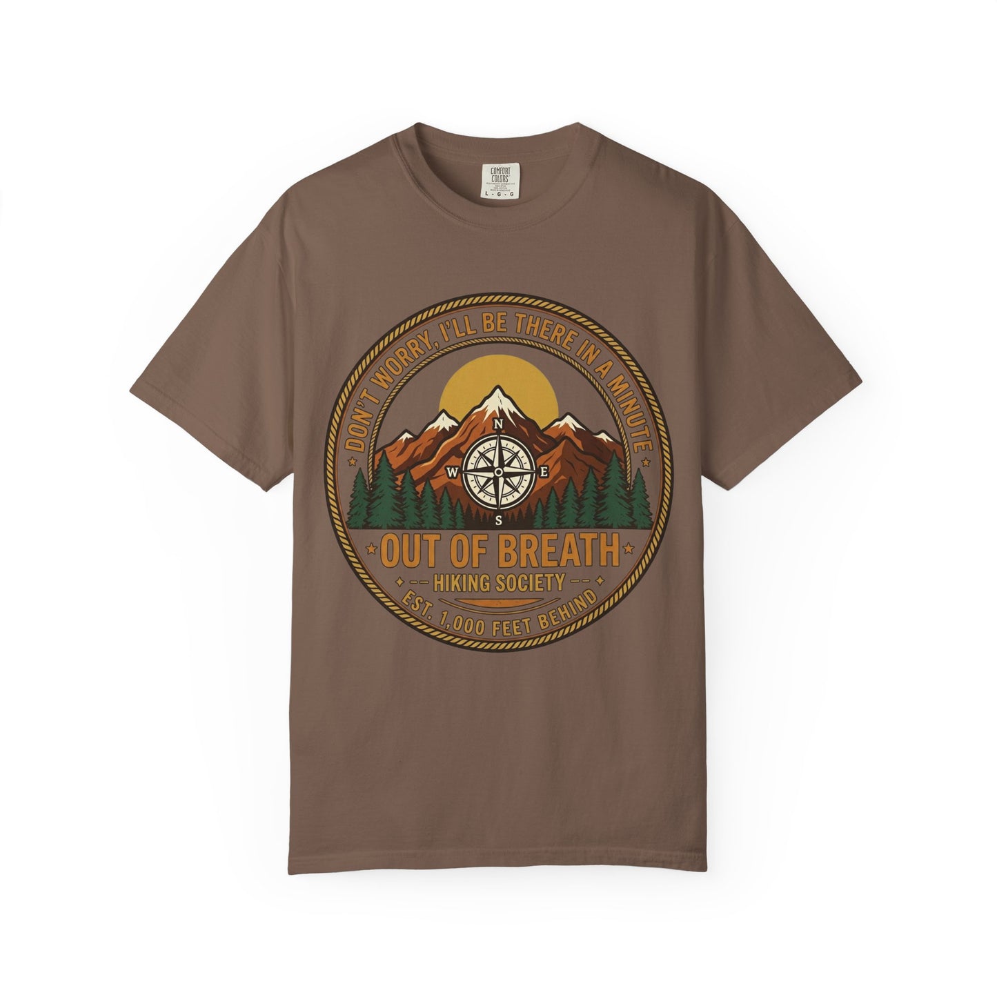 Out of Breath Hiking Society Adult Garment-Dyed T-Shirt