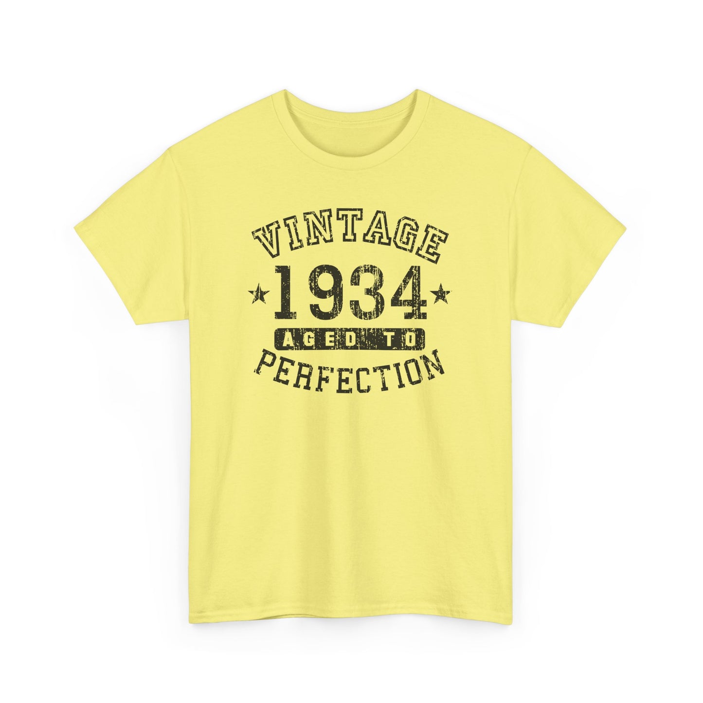 1934 - Adult Unisex Vintage Birth Year Aged to Perfection Birthday T-Shirt by TOOLOUD