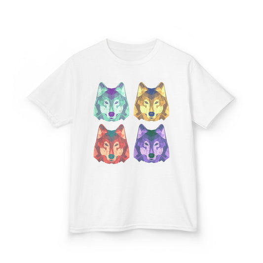 Geometric Wolf Head Pop Art Children’s T-Shirt by TOOLOUD