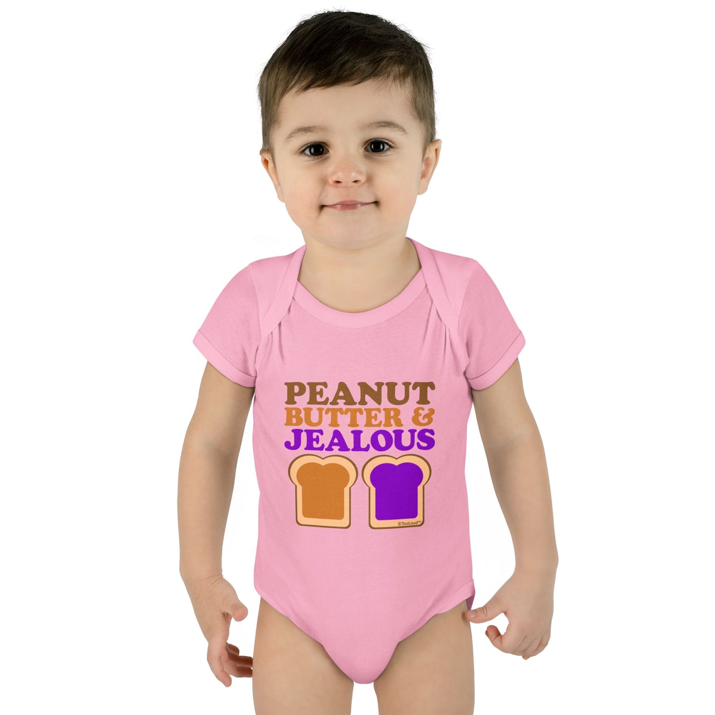 Peanut Butter and Jealous Baby Romper Bodysuit by TOOLOUD