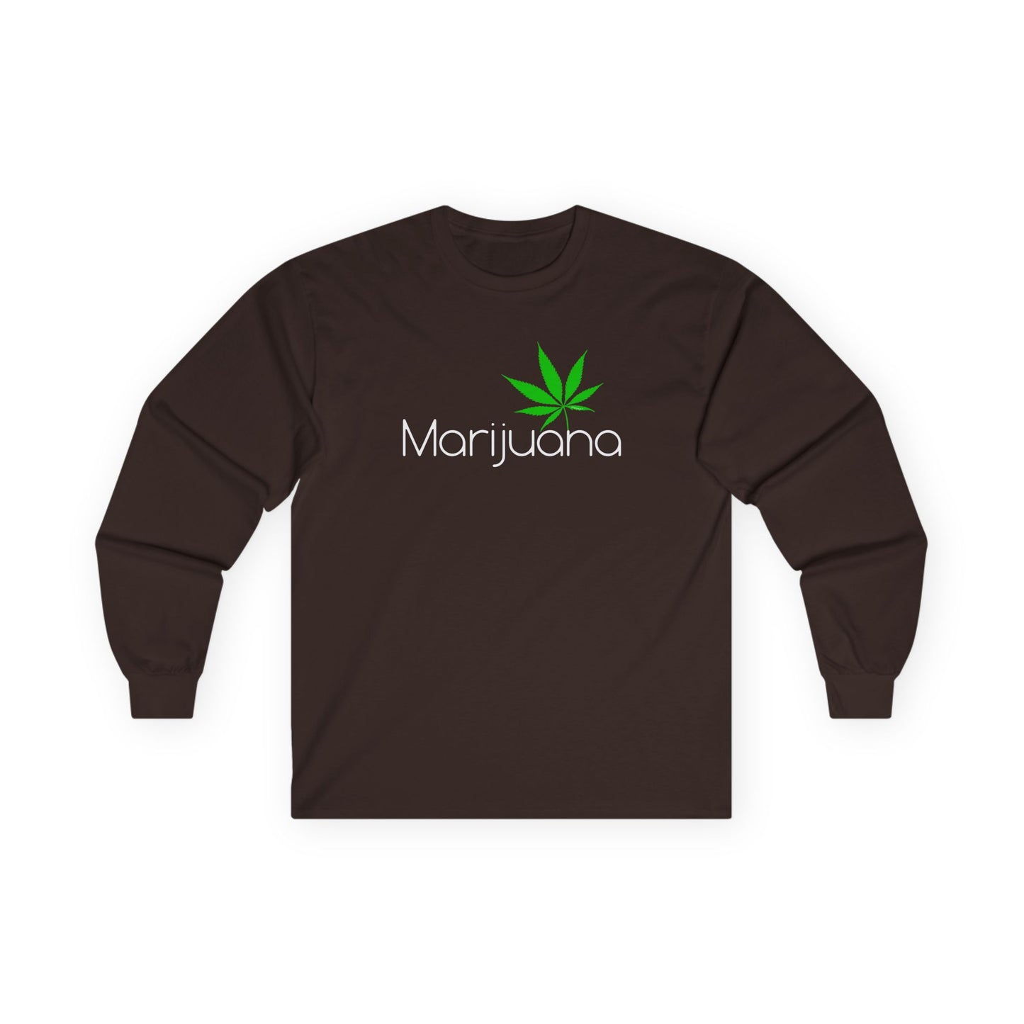 Marijuana Text and Leaf Adult Long Sleeve Dark T-Shirt by TOOLOUD