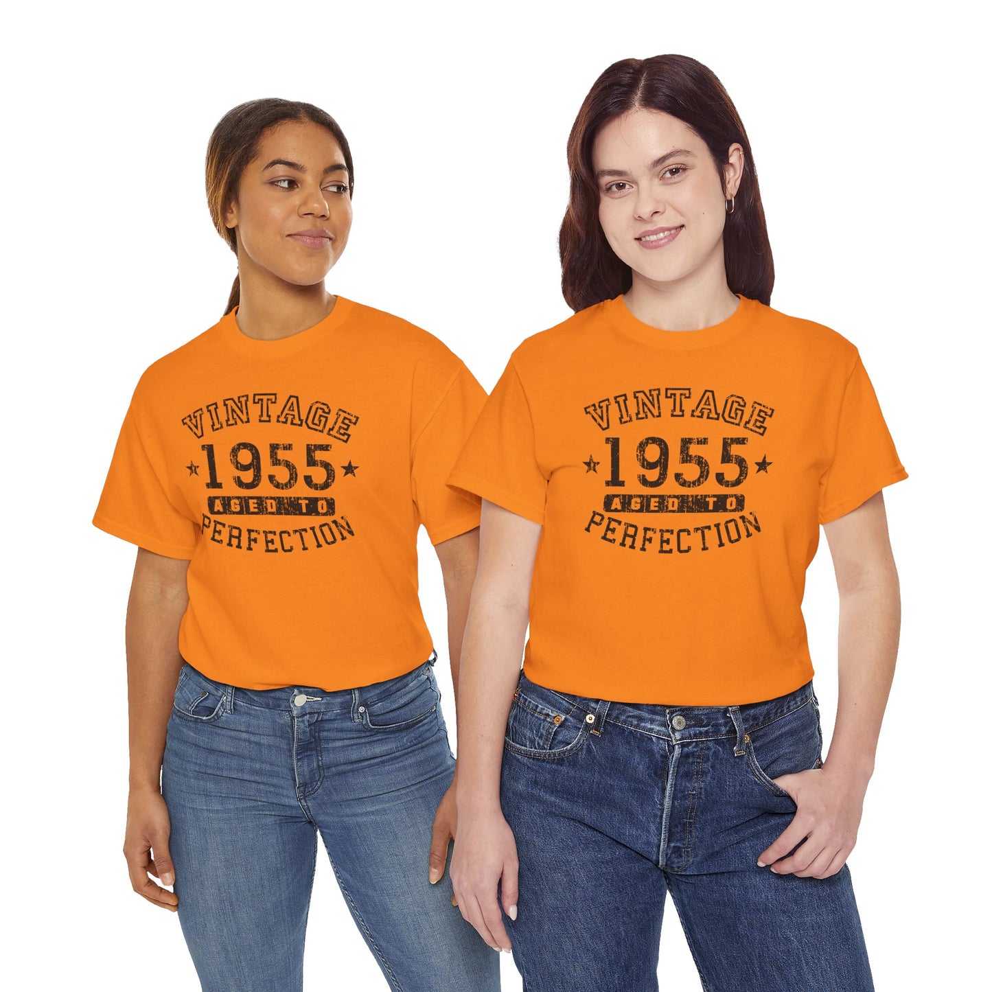 1955 - Adult Unisex Vintage Birth Year Aged to Perfection Birthday T-Shirt by TOOLOUD