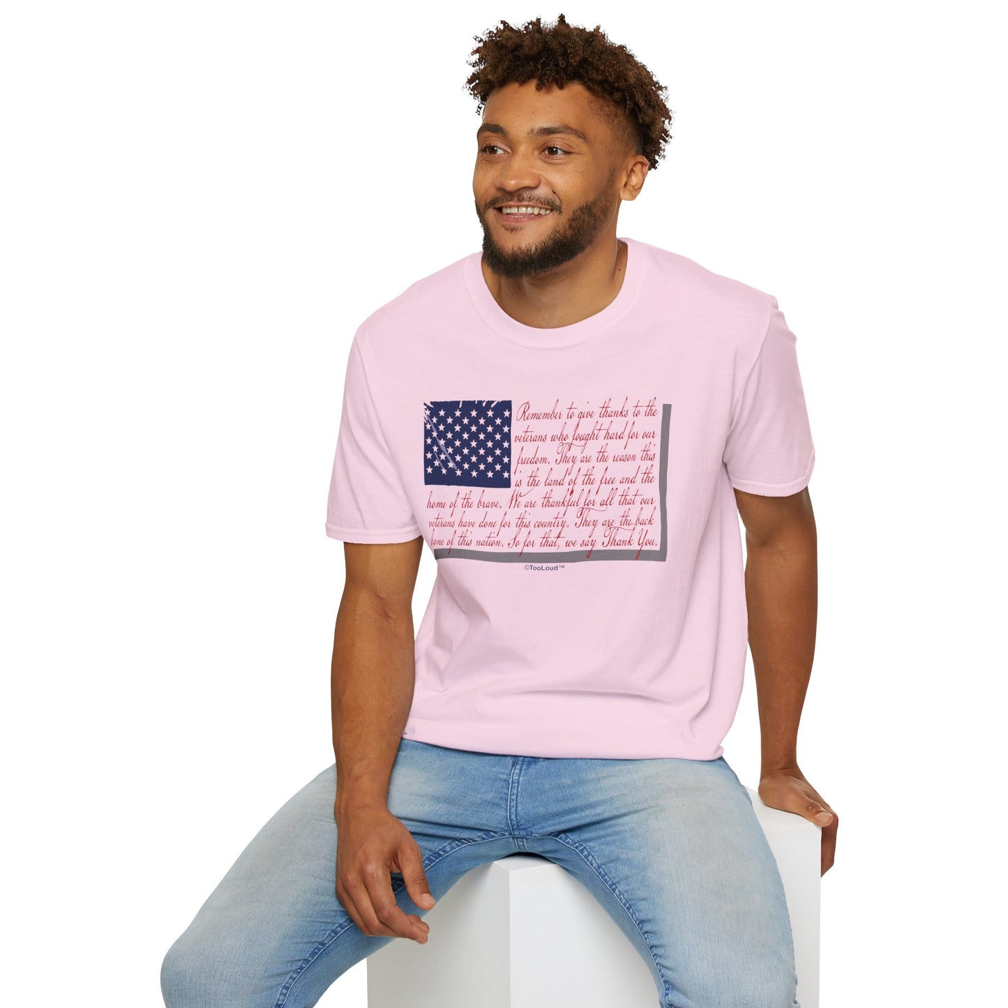 Veterans Scripted Flag Adult T-Shirt by TOOLOUD