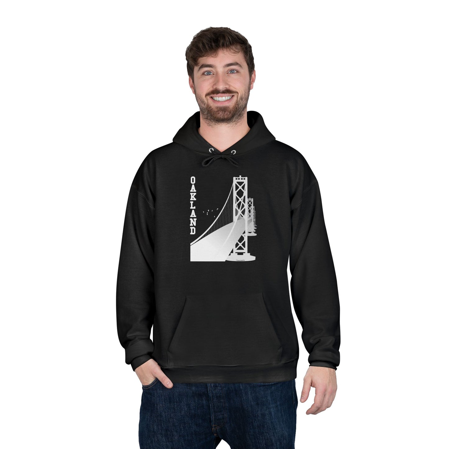 Oakland Text Bay Bridge Dark Pullover Hoodie Sweatshirt by TOOLOUD