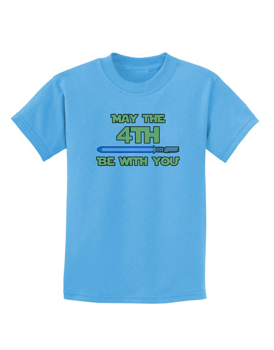 4th Be With You Beam Sword 2 Childrens T-Shirt-Childrens T-Shirt-TooLoud-Aquatic-Blue-X-Small-Davson Sales