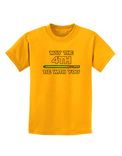 4th Be With You Beam Sword 2 Childrens T-Shirt-Childrens T-Shirt-TooLoud-Gold-X-Small-Davson Sales