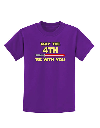 4th Be With You Beam Sword Childrens Dark T-Shirt-Childrens T-Shirt-TooLoud-Purple-X-Small-Davson Sales