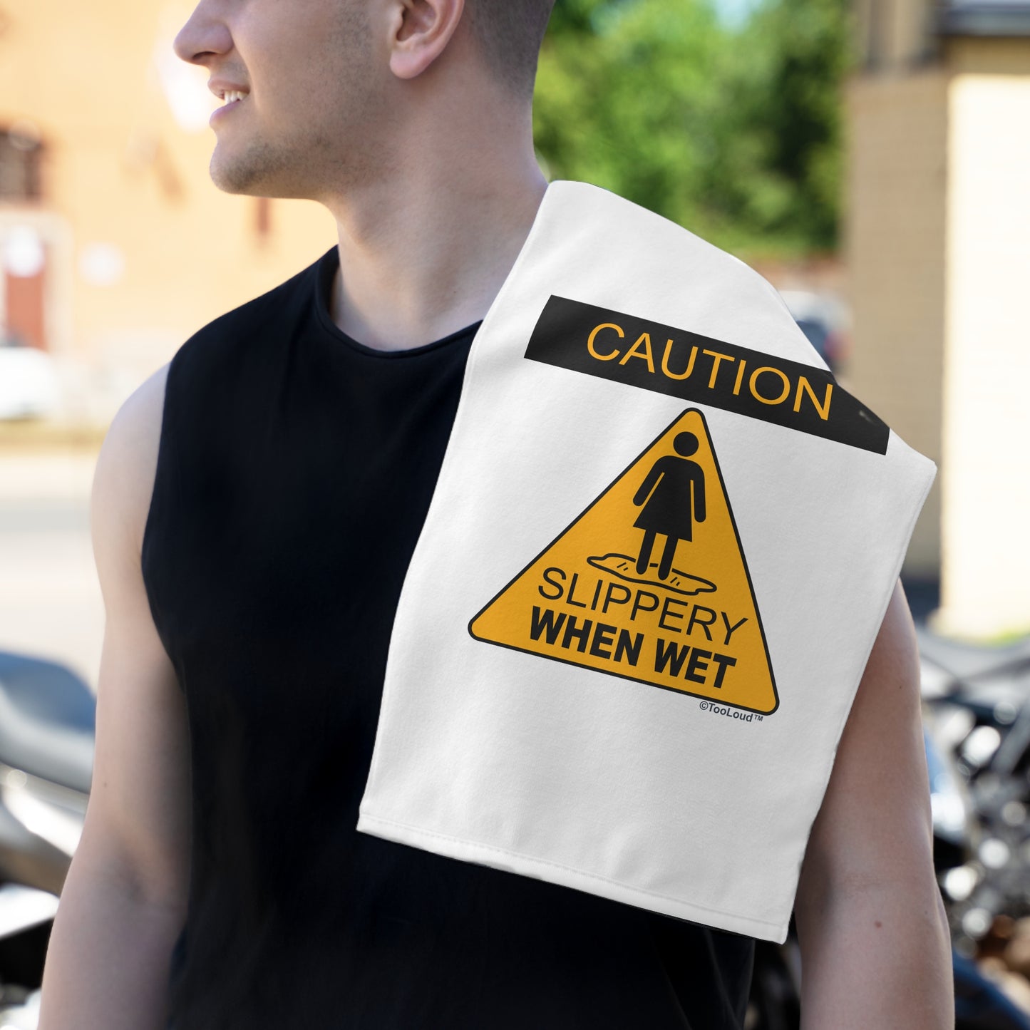 Slippery When Wet Micro Terry Sport Towel 11"x18" by TOOLOUD