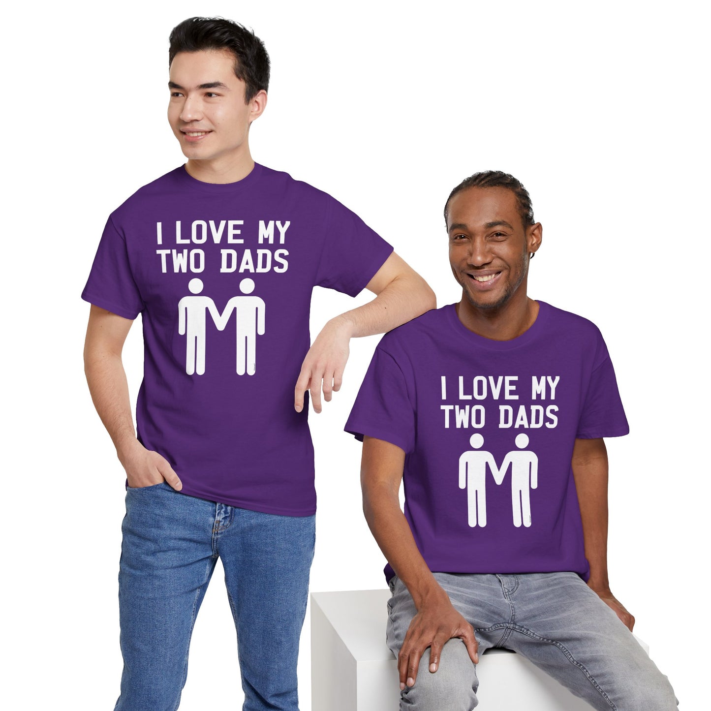 I Love My Two Dads Gay Fathers Unisex Dark T-Shirt by TOOLOUD