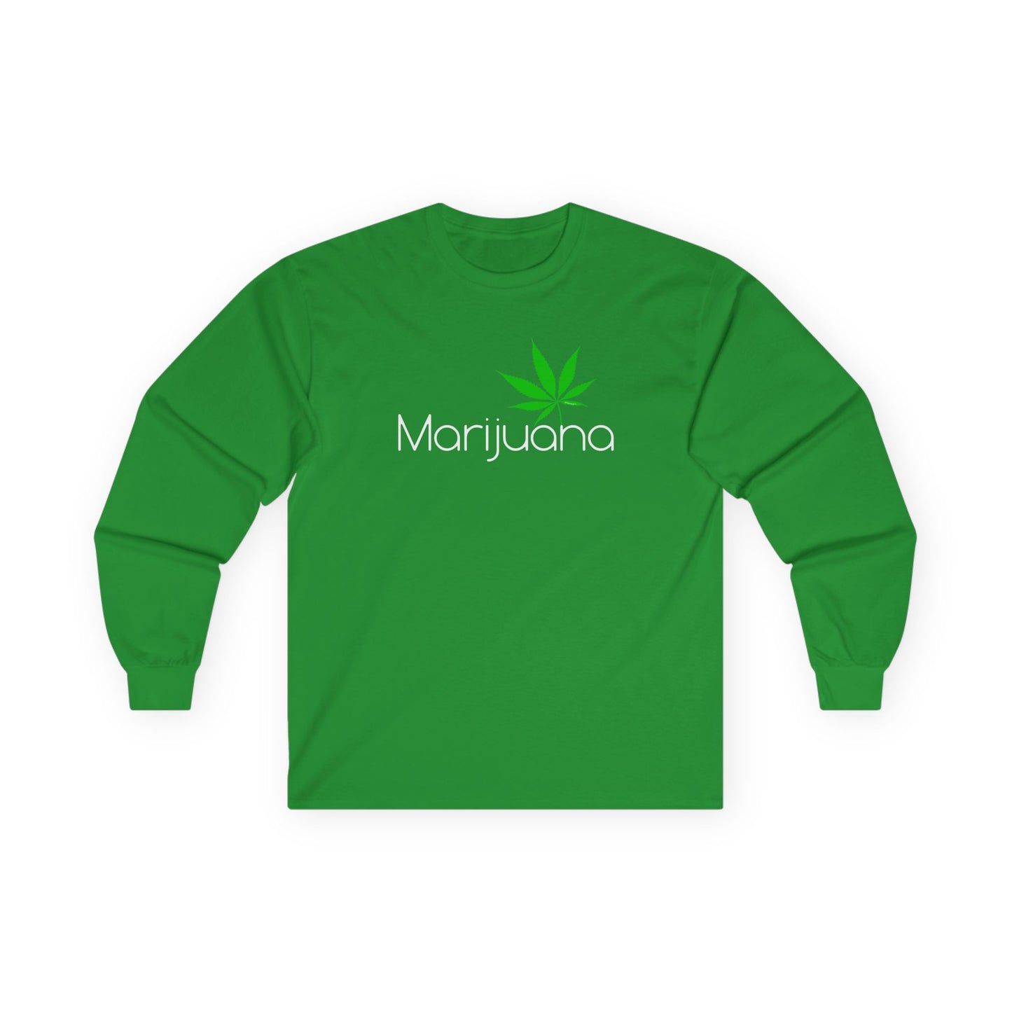 Marijuana Text and Leaf Adult Long Sleeve Dark T-Shirt by TOOLOUD