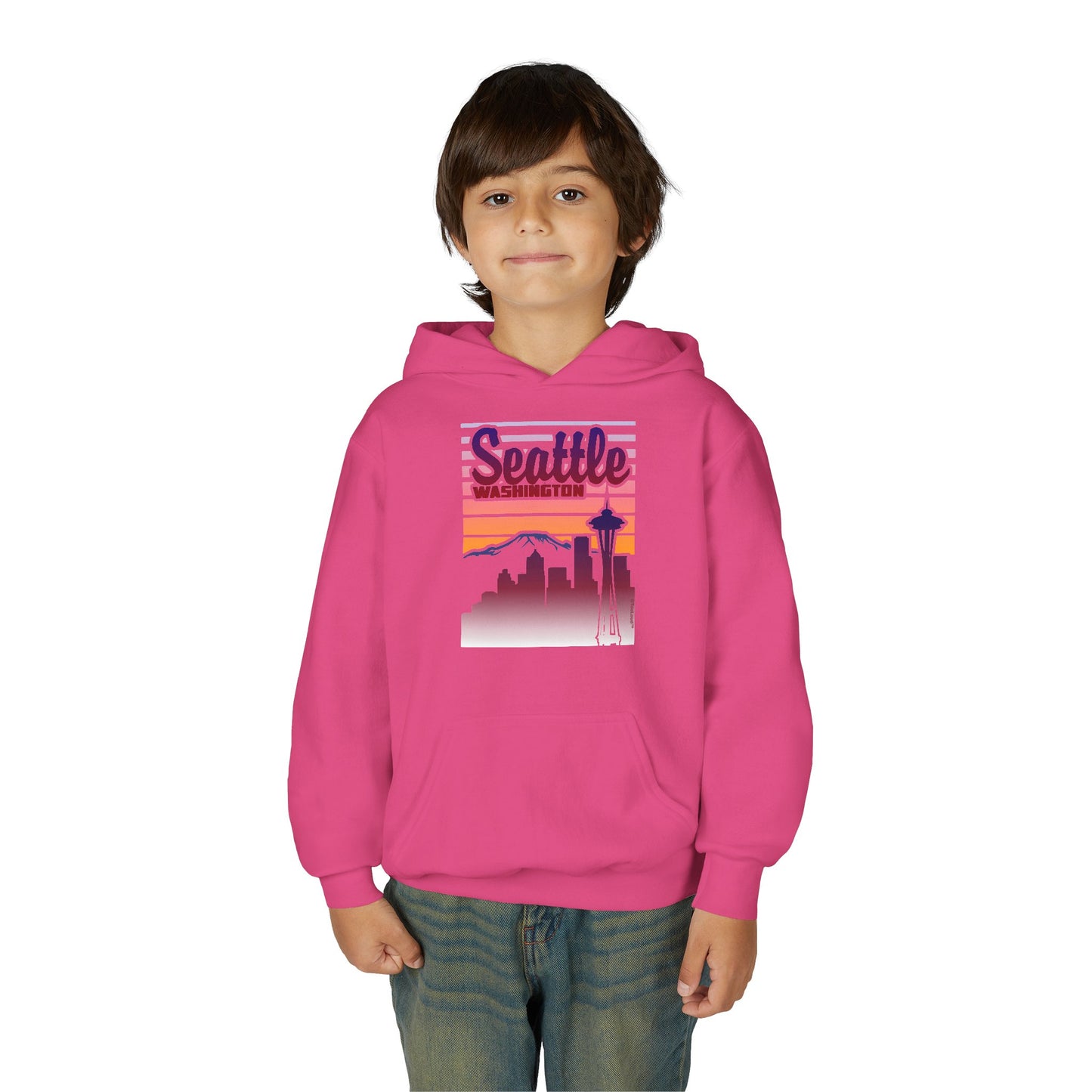 Seattle Washington Sunset Youth Children's Hoodie by TOOLOUD