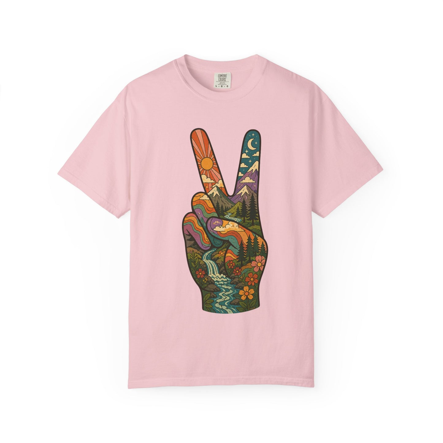 Groovy Peace Sign Unisex Garment-Dyed Adult T-Shirt
