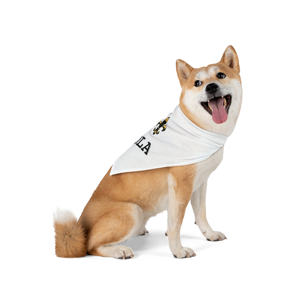 I Love NOLA Fleur de Lis Printed White Dog/Pet Bandana 20" or 27" by TOOLOUD