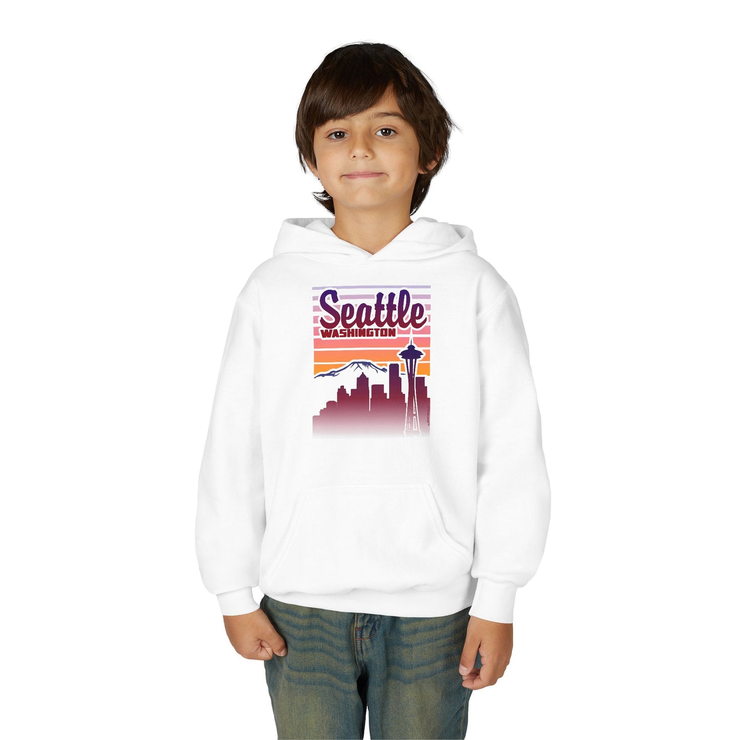 Seattle Washington Sunset Youth Children's Hoodie by TOOLOUD