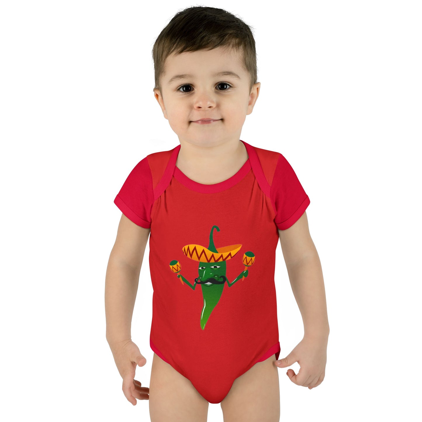 Green Hot Mexican Chili Pepper Cute Infant One-Piece Baby Bodysuit by TOOLOUD